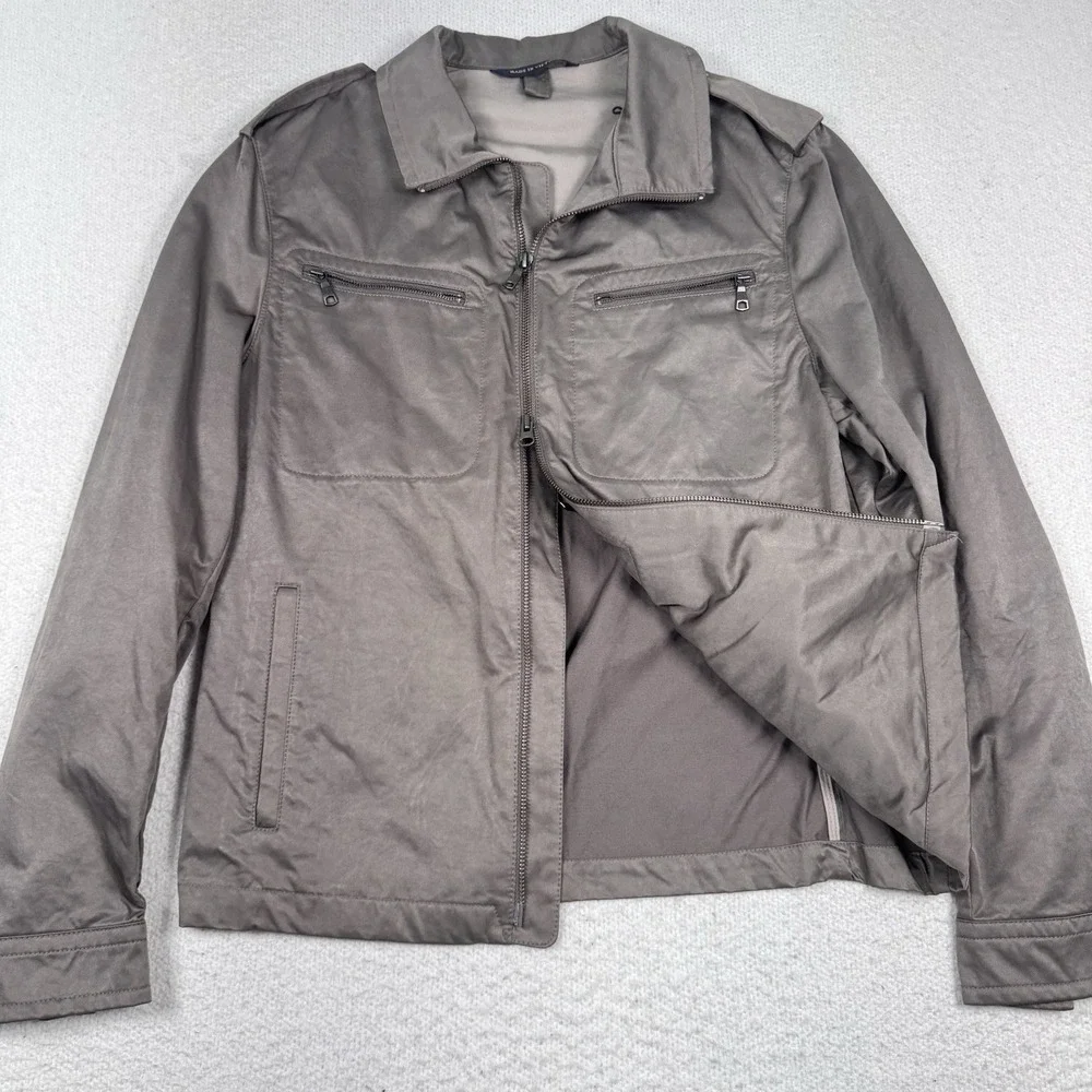 Banana Republic Cotton Military Jacket Mens Small Full Zip Utility Pockets Lined